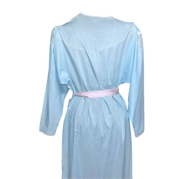 RARE Vintage Natori Neiman Marcus Blue/pink Floral EMBROIDERED Robe. Long sleeve - Picture 12 of 16